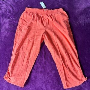 NWT Coldwater Creek Capri Coral-Orange Cotton Pants Size 2X
